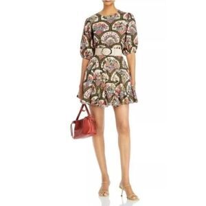 Christian Lacroix Floral Lace-up Back A-line Mini Twirl Dress Size M